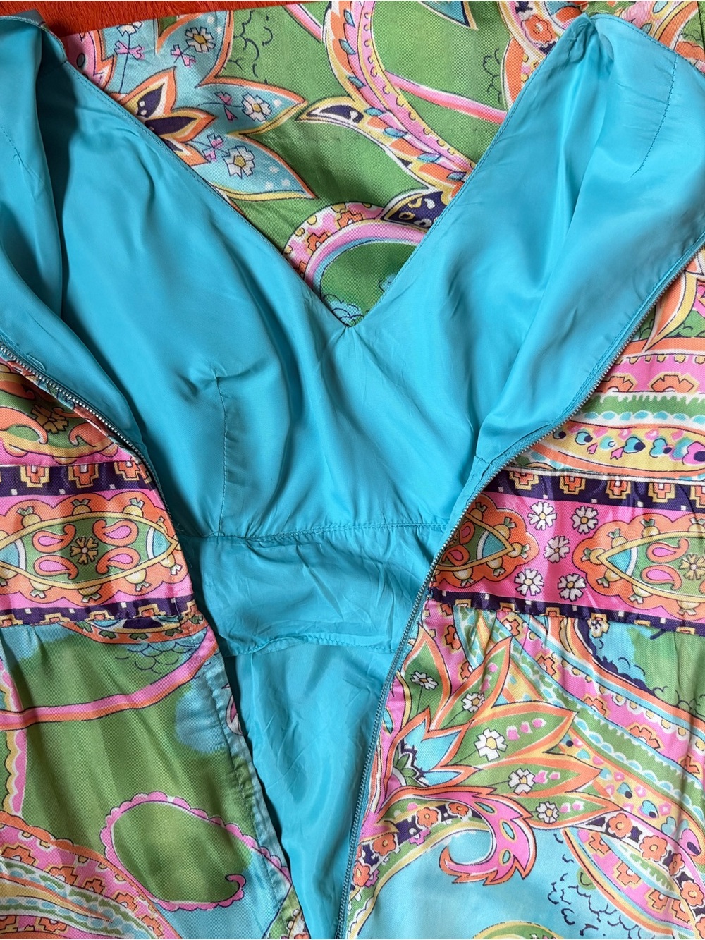 Vintage 60s Psychedelic Maxi Dress | Mod Paisley Empire Waist Gown | Size M - Picture 12 of 12